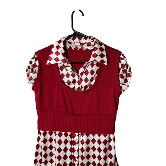 Vintage Y2K Popsy Red Sweater Vest Blouse Size Large - Picture 1 of 8